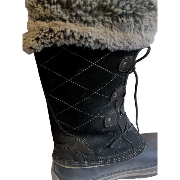 Khombu Winter Boots Women's SZ 11 Black Ellie Suede Faux Fur - Picture 13 of 13